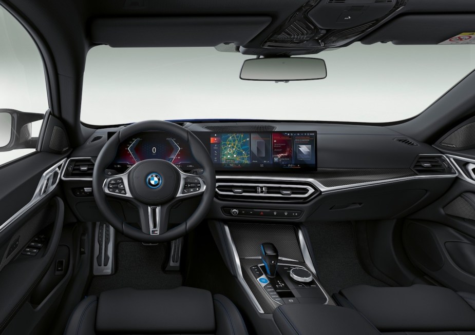 The front view of the black interior in the 2022 BMW i4.