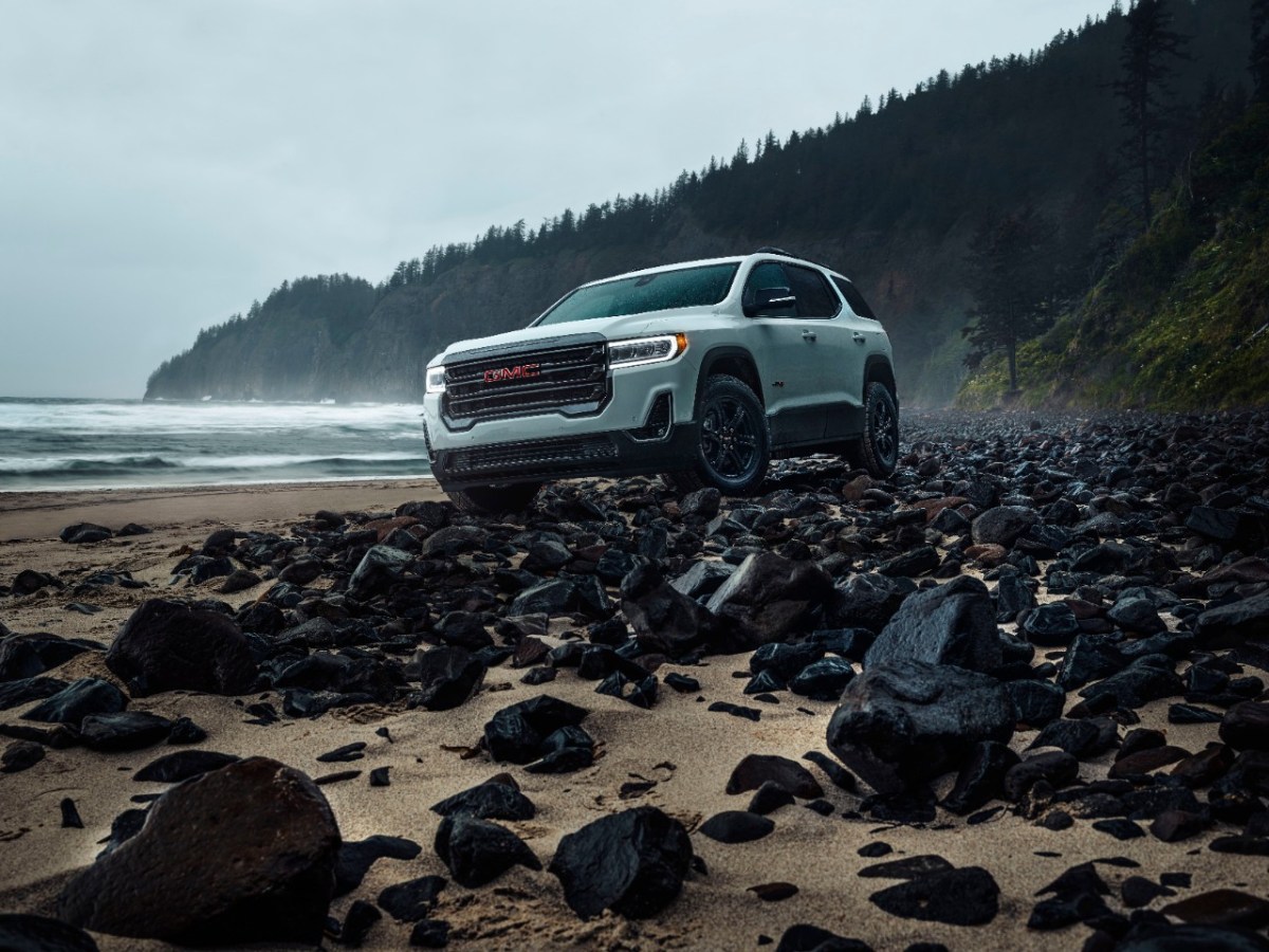 The GMC AT4 package adds off-road ability to the three-row Acadia SUV. 