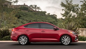 A red 2022 Hyundai Accent parked outdoors