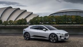 A 2022 Jaguar I-Pace electric luxury SUV in Indus Silver