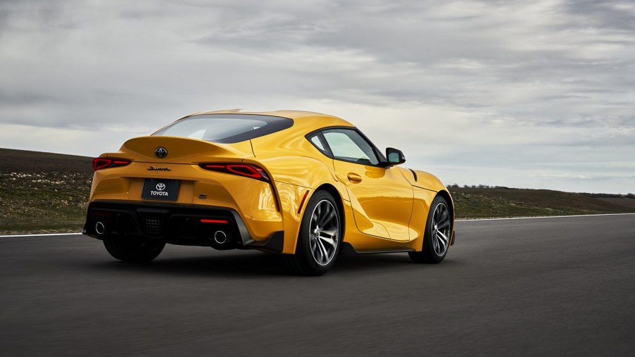 The Toyota Supra, like this one in yellow, squared off with the Ford Mustang Mach 1 and other cars.