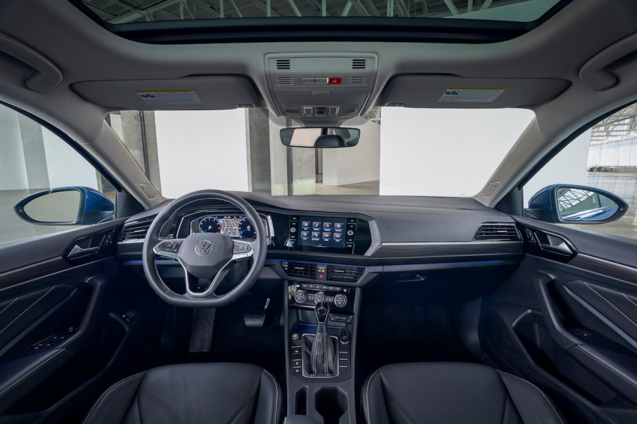 The front view of the 2022 Volkswagen Jetta's interior