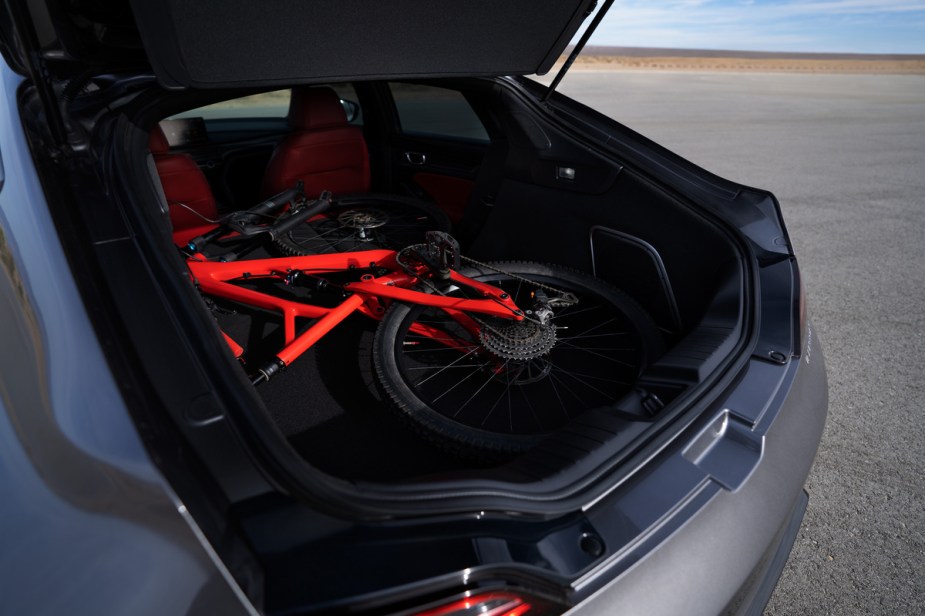 2023 Acura Integra A-Spec cargo area can fit a bike.