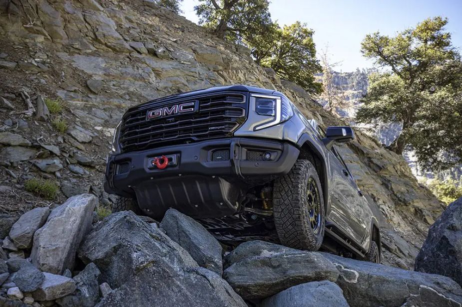 The 2023 GMC Sierra AT4X AEV off-roading 