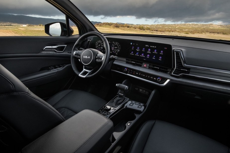 2023 Kia Sportage interior. Tips for cooler car air conditioning from Consumer Reports. 