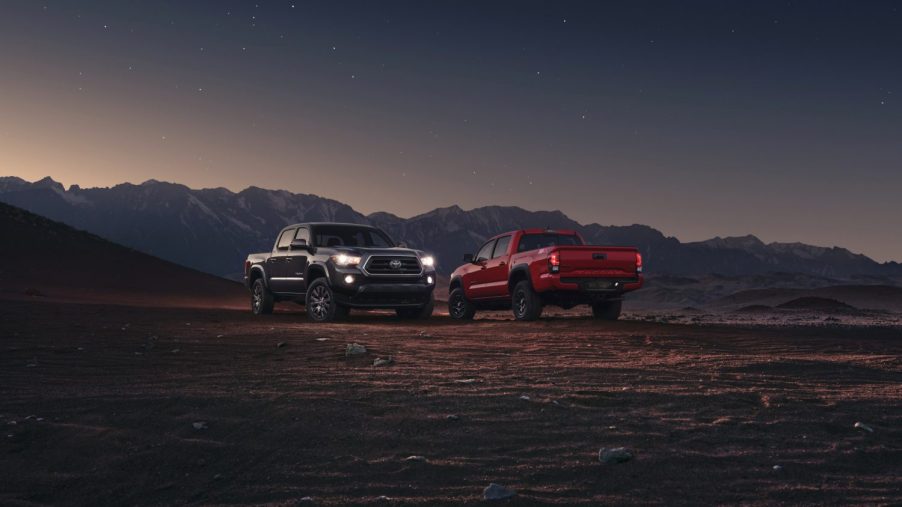 2023 Tacoma with chrome trim and SR5 packages in the desert.