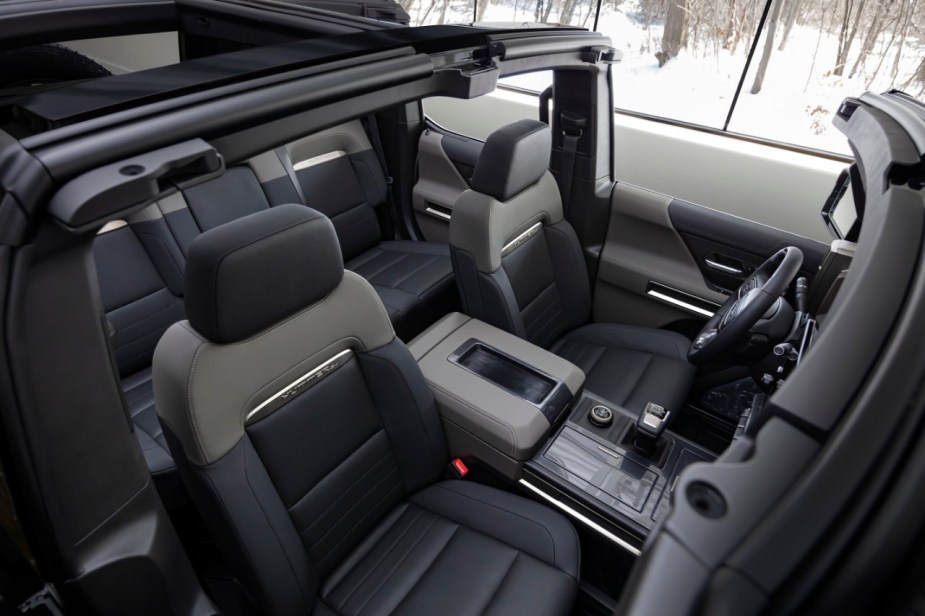 Interior of the Hummer SUV in grey