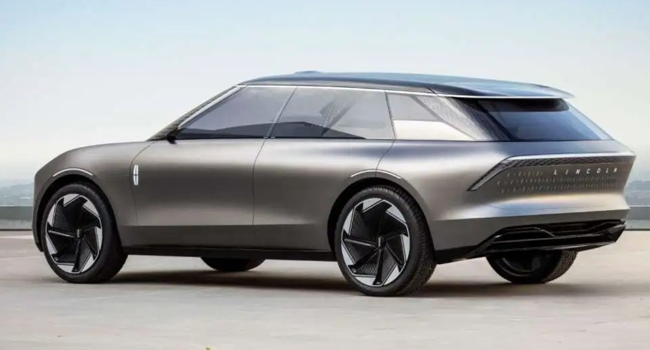 A gray 2025 Lincoln Star luxury electric SUV concept. 