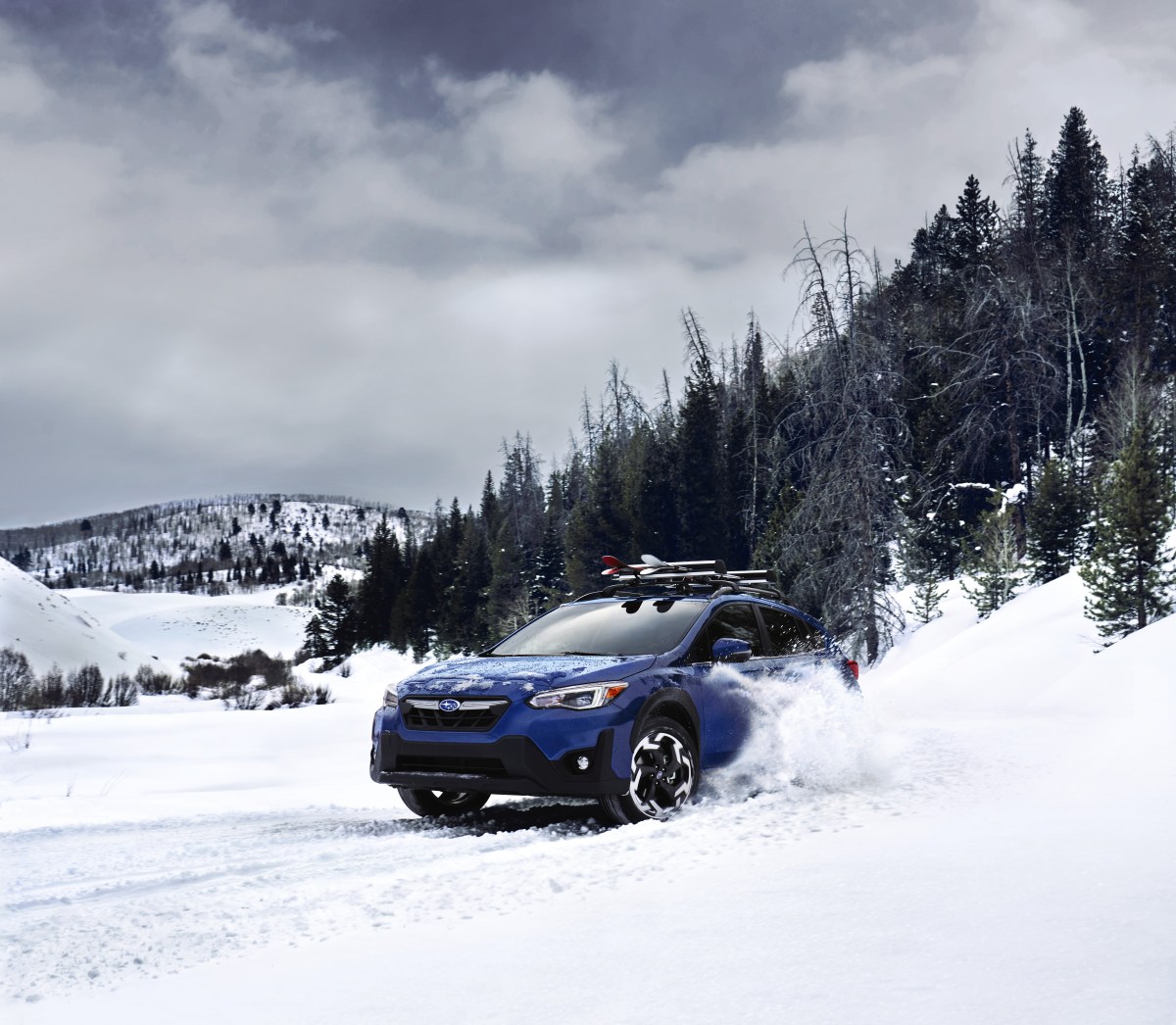 2023 Subaru Crosstrek in blue in the snow