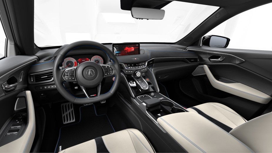 El interior del Acura TLX Type S PMC Edition, con una variedad de materiales de calidad