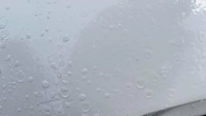 Up close on this horrible white Audi A5 paint job