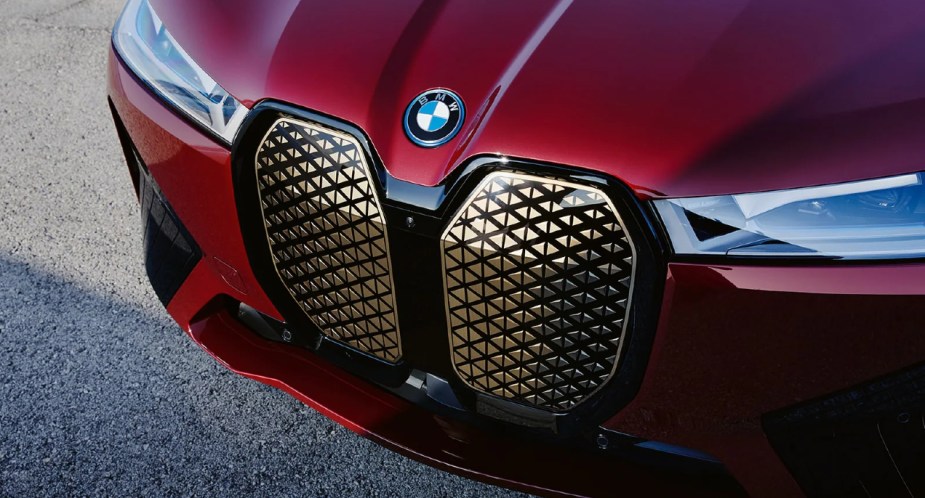 A red 2022 BMW iX luxury electric SUV. 
