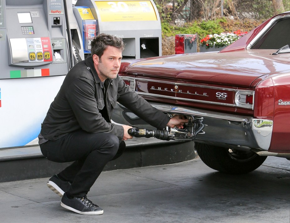 Ben Affleck and Jennifer Affleck have some great cars, included his Chevrolet Chevelle SS 396, here at the pumps.