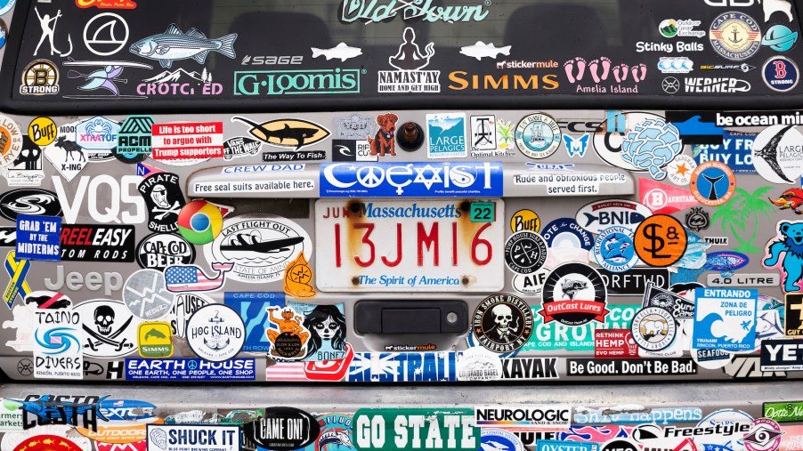 A group of bumper stickers on a car, which is a great gift ideas for car enthusiasts.