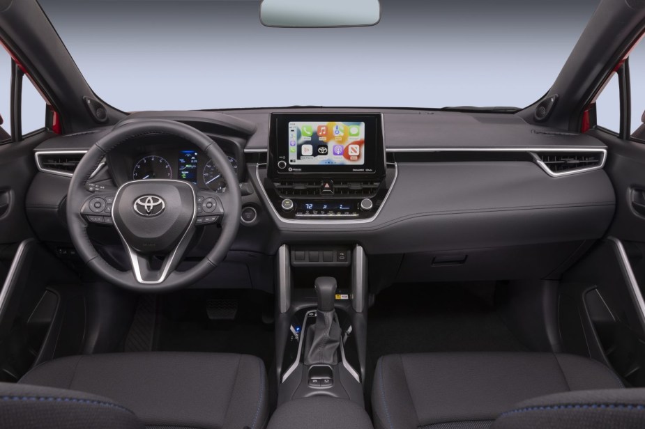 Dashboard and front seats in 2023 Toyota Corolla Cross