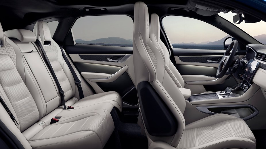 Dashboard and seats in 2023 Jaguar F-PACE, highlighting its release date and price