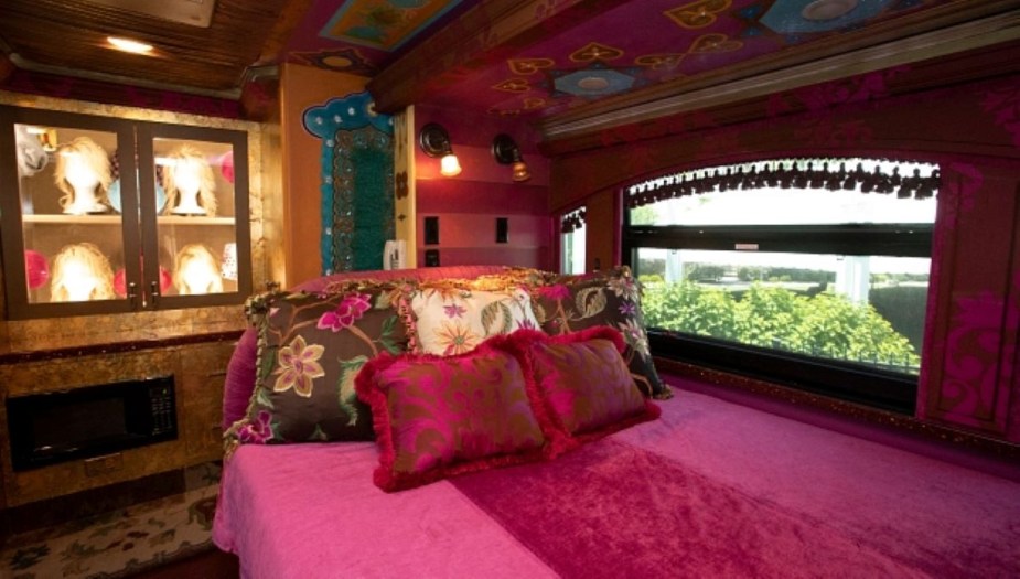 Dolly Parton's bed in her custom tour bus at the Suite 1986 Tour Bus Experience at Dollywood in Tennessee