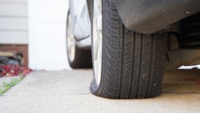 This is a typical Flat Tire, it could be caused by a puncture