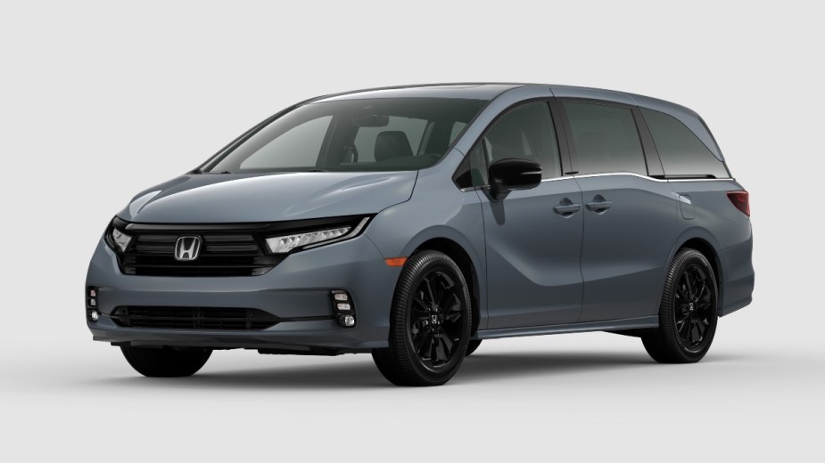 Front angle view of gray 2023 Honda Odyssey