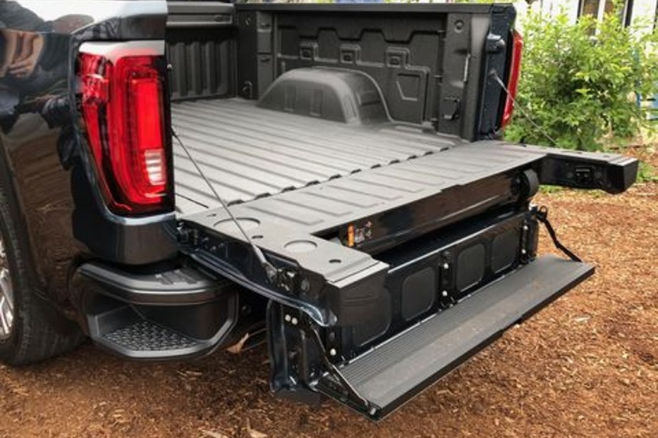 GMC MultiPro Tailgate Open downward as a step