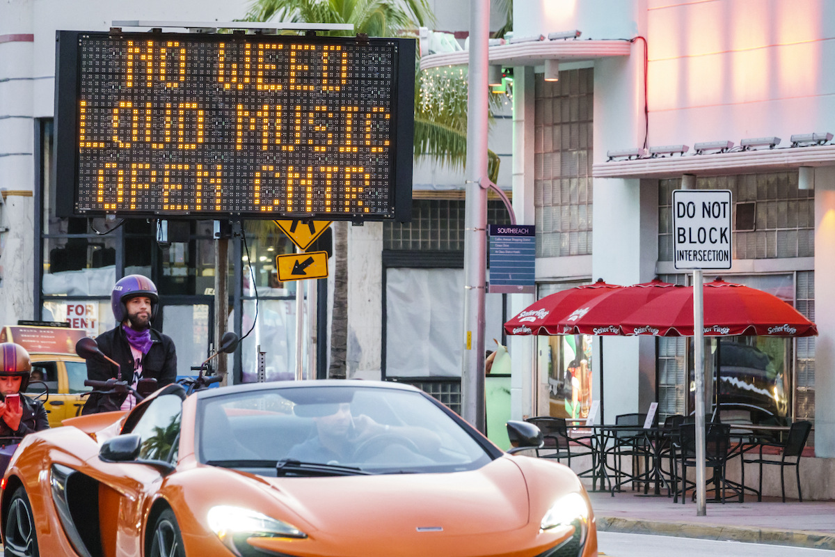 Miami Beach loud car music, loud car exhaust