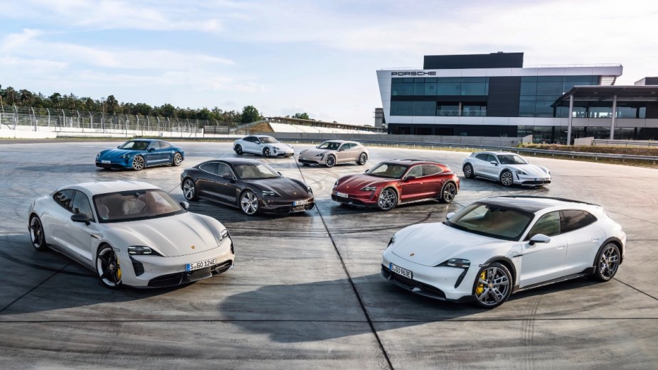 the line up of porsche taycan model, each one can receive the software update