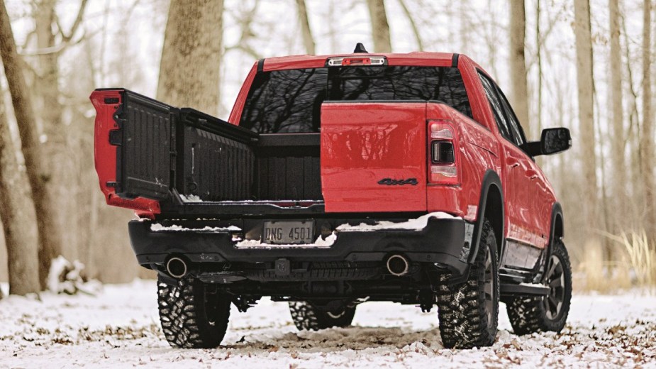The Ram 1500 Multi-Function Tailgate with the larger part open