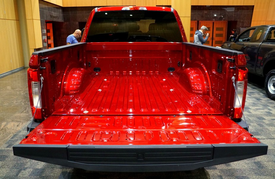 Red Truck Bed with Tailgate Down