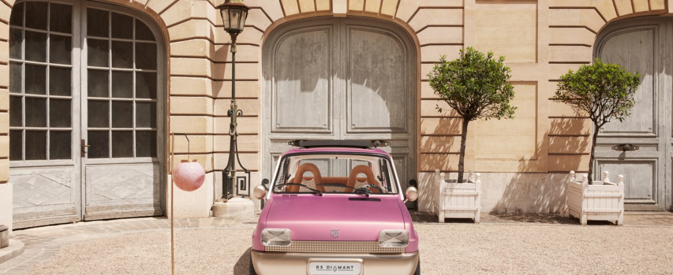 The Renault 5 Diamant collaboration with Pierre Gonalons is pink in color