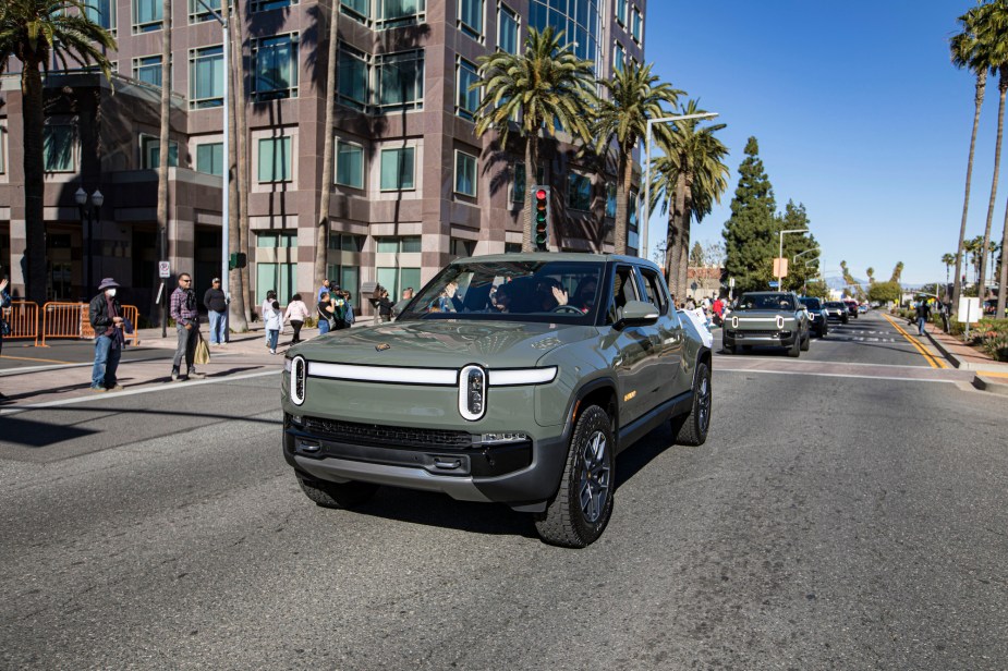 A Rivian, capable of you tow charge a Rivian.