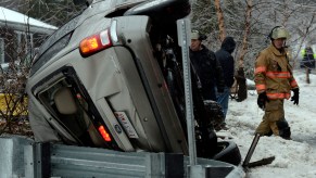 A rollover accident can be very dangerous, and firefighters recommend you have a window smasher and seatbelt cutter.