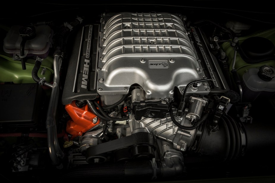 The 2015 Dodge Challenger SRT Hellcat packed a 6.2L supercharged V8 like this one. 