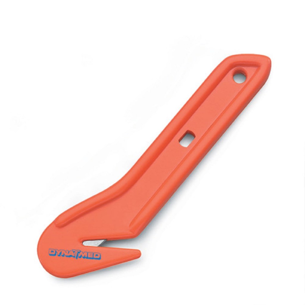 A compact seatbelt cutter is recommended by firefighters in an emergency.