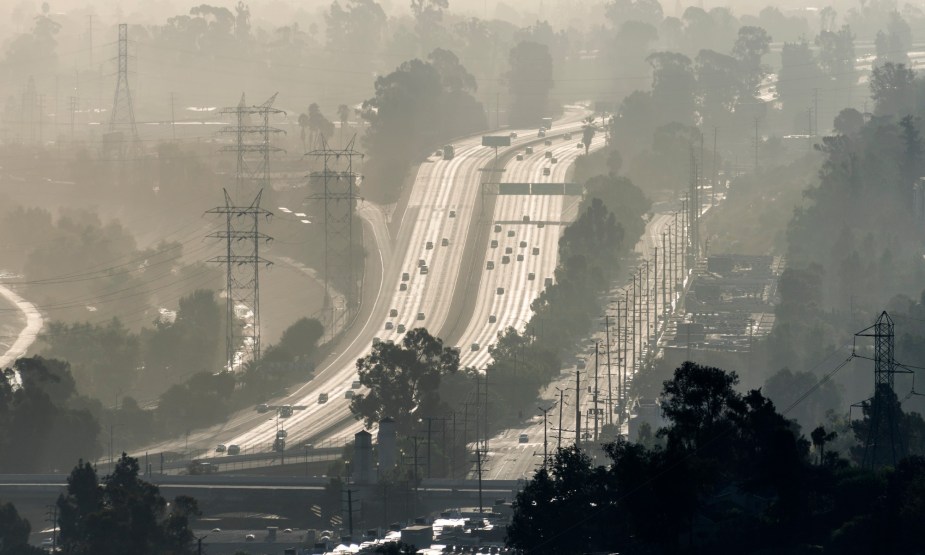 Smog hovering over I-5 in Los Angeles, one of America's most dangerous roads
