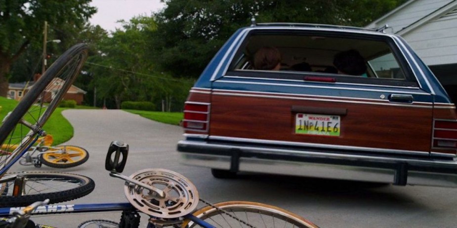 A wood paneled Mercury station wagon as seen in Netflix's Stranger Things television show