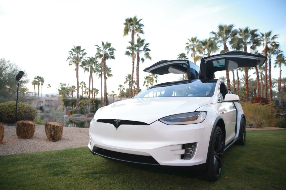 Tesla Model X in white.