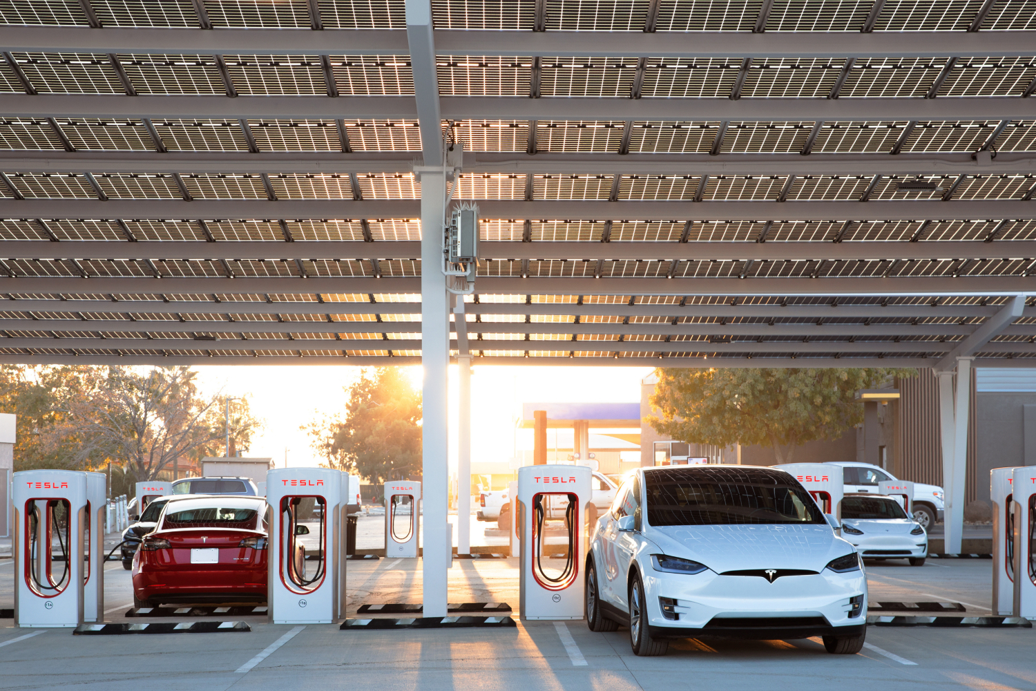 The Tesla V4 Supercharger design rumors and a current Tesla charging station