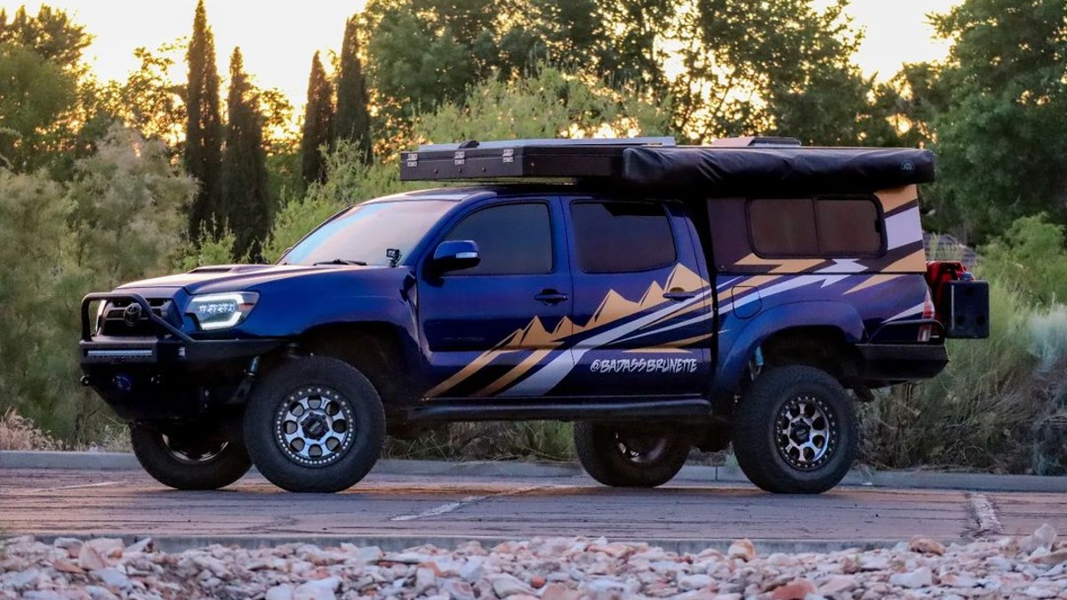 This is Cristin Whetten's Toyota Tacoma Overland Camper converted from a midsize truck