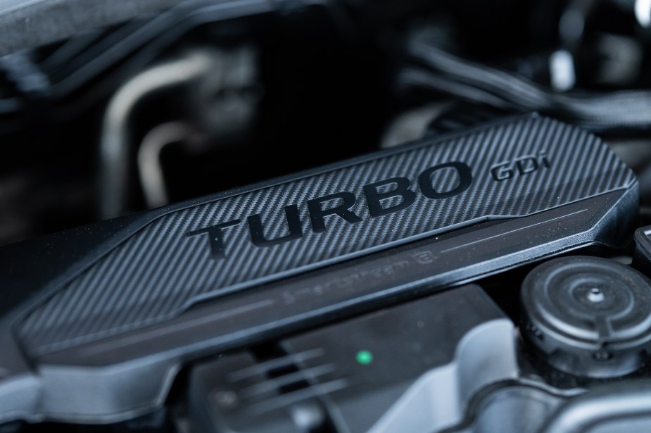 Turbo charge, capable of turbo lag, logo.
