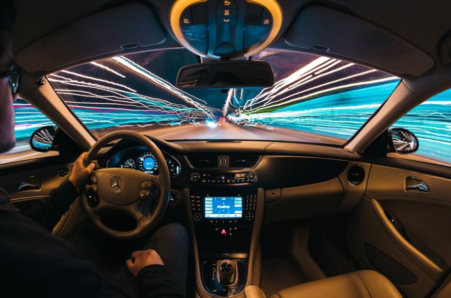 View from the cabin of a Mercedes-Benz car, highlighting ISA anti-speeding technology mandatory for new cars in the EU