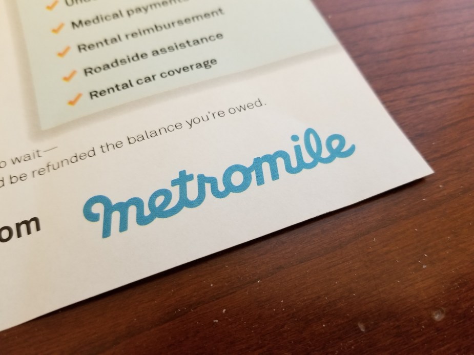 Close-up of logo for Metromile