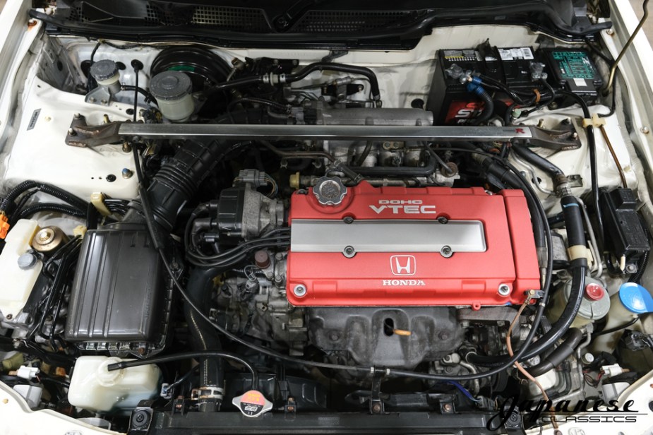 The B18C engine under the hood of the JDM Honda Integra Type R.