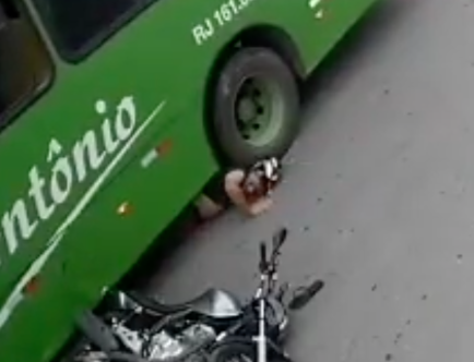 Watch Motorcycle Helmet Save Biker’s Life When Bus Literally Runs Over His Head