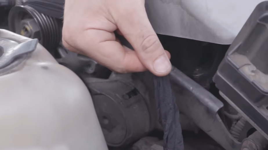 The guys an Donut Media putting panty hose in place of a serpentine belt