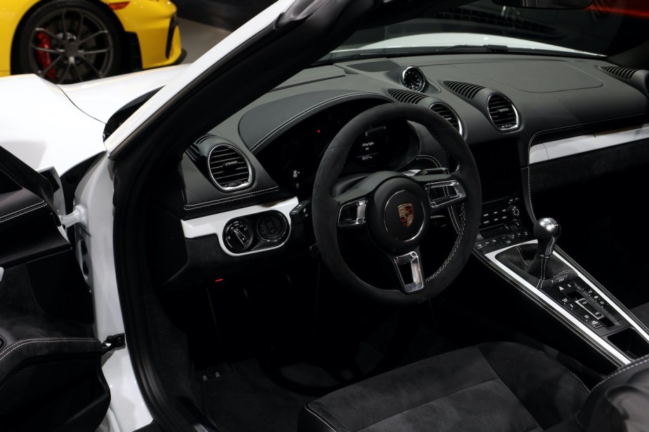 The interior of a Porsche 718 Boxster