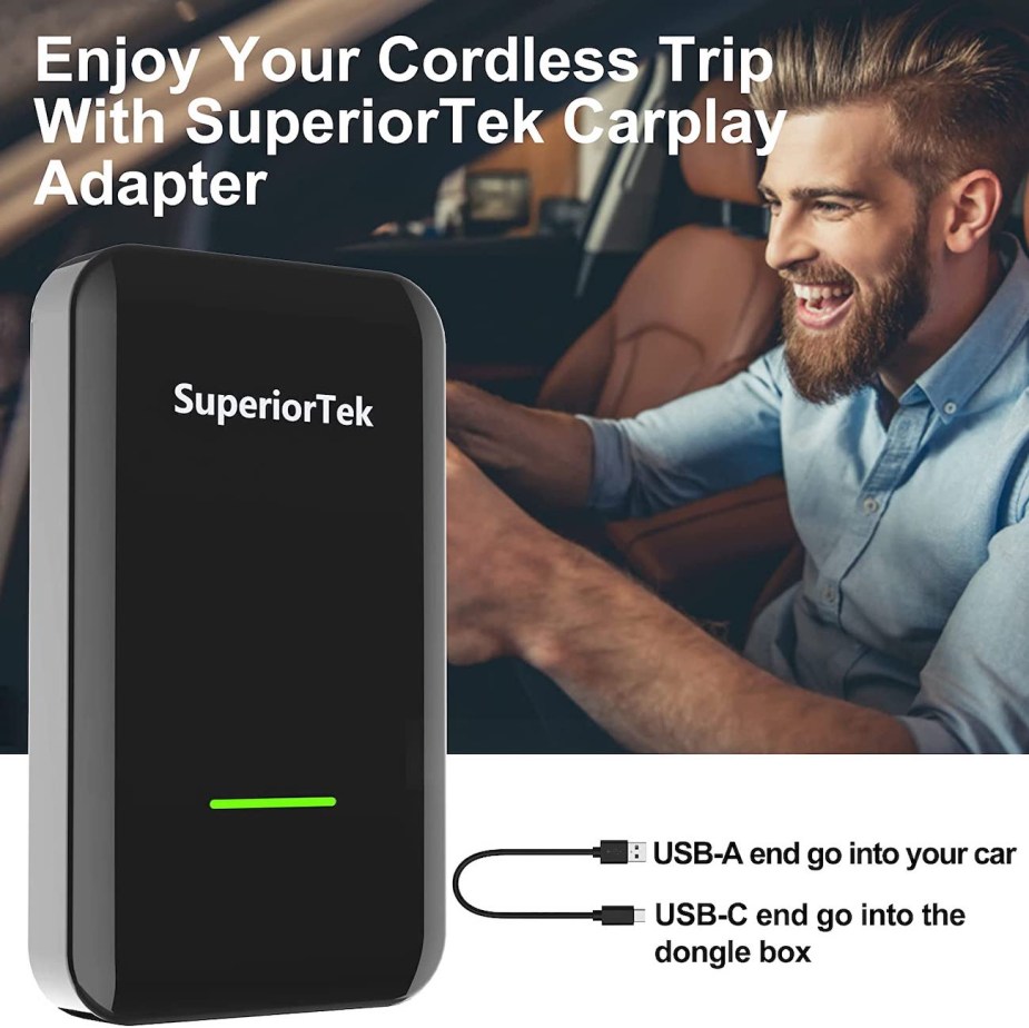 The Superiortek 3.0 wireless CarPlay adapter.
