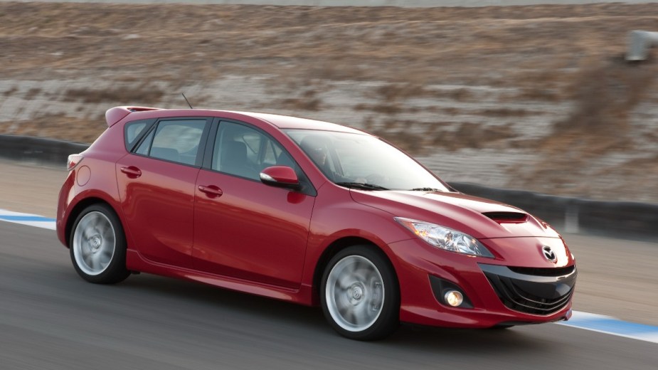 a red 2010 mazdaspeed3, a hot hatch that drivers will really love