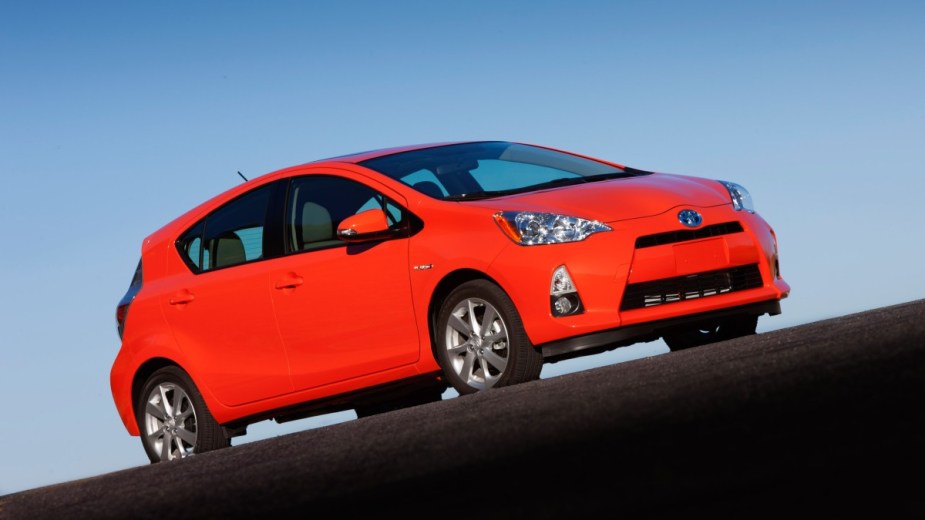 a 2012 toyota prius c, a smaller hybrid that is built for driving on busy streets