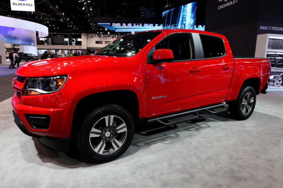 A red 2017 Chevy Colorado midsize truck is a model year to avoid buying used.