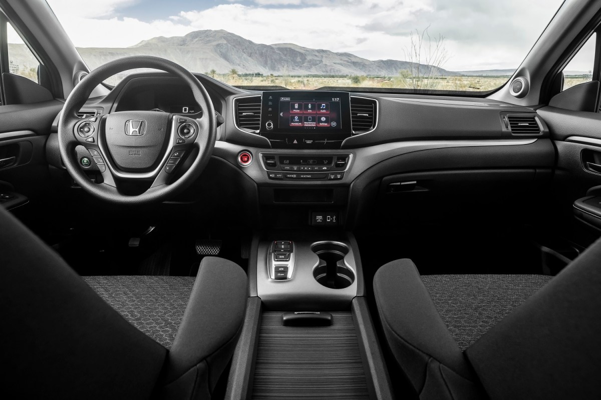 The interior of the Honda Ridgeline reflects its body-on-frame SUV, not truck, roots. 